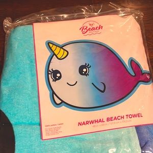 Girls, Justice Narwhal Beach Towel, 48x69in